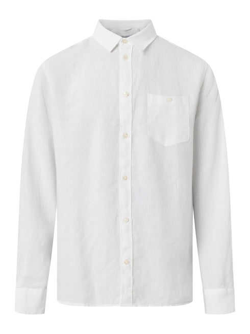 KnowledgeCotton Apparel - Custom fit linen shirt GOTS/Vegan - Bright White